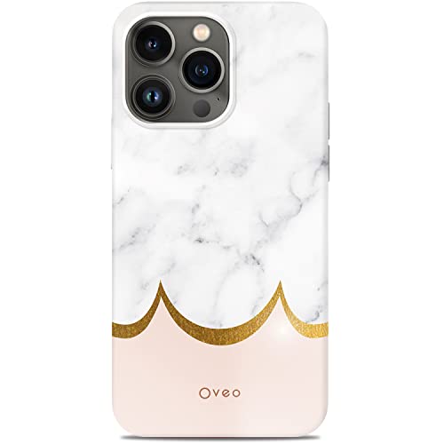 Oveo® Coque pour iPhone 13 Pro en Silicone Ultra Fine pour Femme/Fille, Motif Blanc Blanche Rose Marbre, Bord Transparent Cover