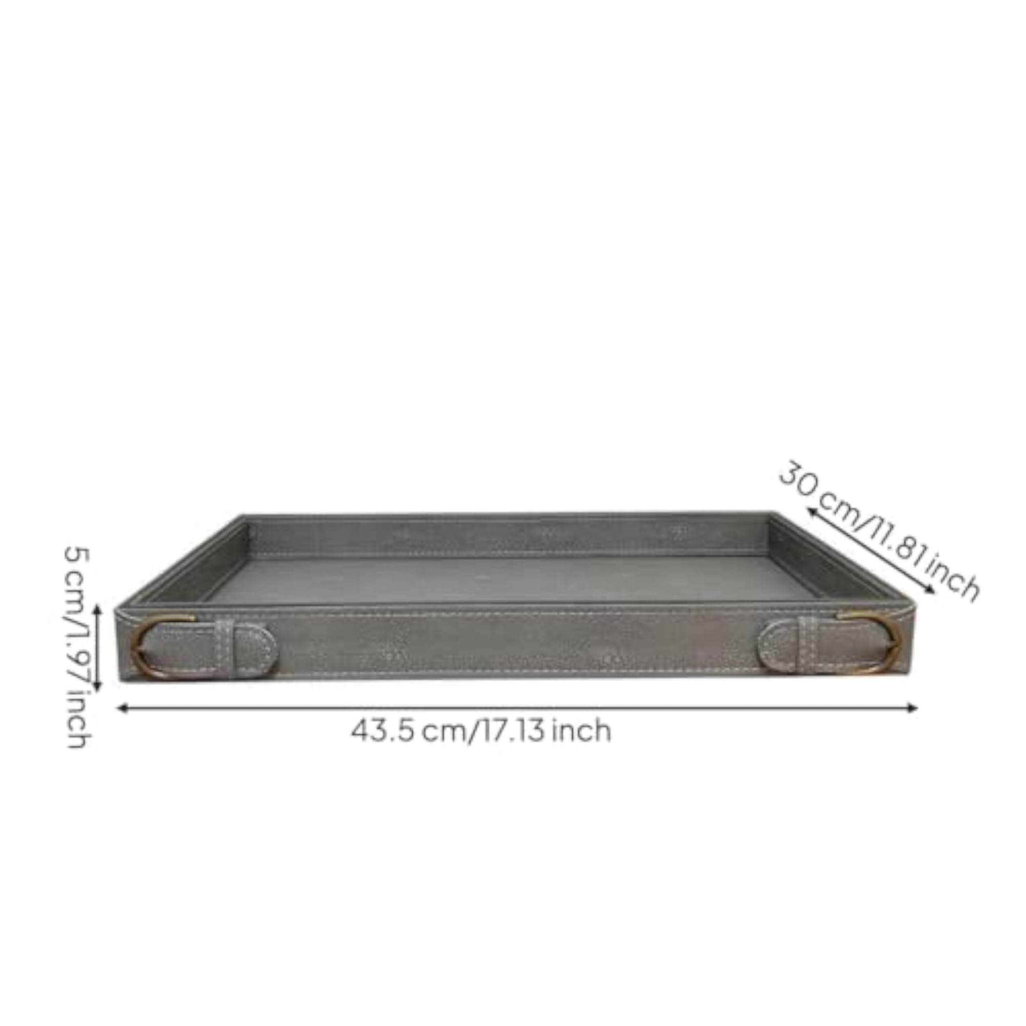 Rectangular Leather Tray with Metal Corners for Elegant Storage