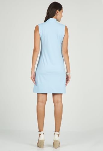 IBKUL Athleisure Wear Sun Protective UPF 50+ Icefil Cooling Mini Check Sleeveless Mock Neck Dress 587544