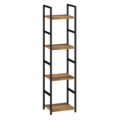 KIBOU KAI オープンシェルフ ラック 収納 木製 間仕切り 飾り棚 本棚 花台 ディスプレイ 陳列 展示 隙間収納 本棚 オープンラック フリーラック 調節可能 キッチン リビング 4段 組立簡単 29.1*23.5*112cm レトロ