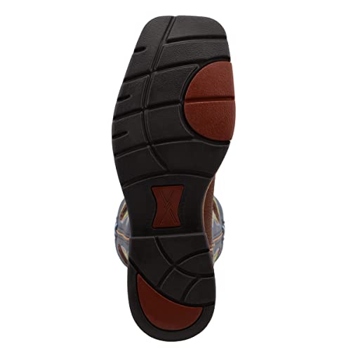 Image of Twisted X Men's 12 inch Western Work Boot, Square Toe, Peanut Distressed & Navy, 10.5 EE