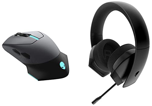 Image of Alienware 610M Wired /Wireless Gaming Mouse - Dark Side of The Moon, 1,000Hz & 310H, Aw310H Wired On Ear Headphones with Mic