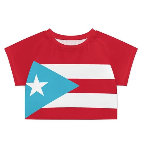 Virgin Islands Flag Crop Tops for Girls Summer Trendy Short T-Shirts 2025 Slim Fit3