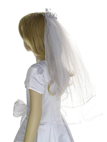 Flower Girl Communion Party Wedding Girl's Veil with Wrist Length Lace Stretch Satin Gloves