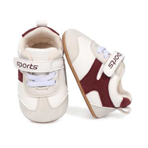 Image of HsdsBebe Baby Boys Girls Pu Leather Hard Bottom Walking Sneakers Toddler Rubber Sole First Walkers Infant Cartoon Slippers Crib Shoes
