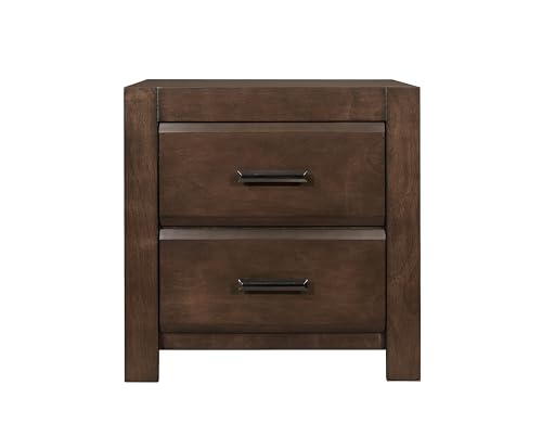 Klaczituj Espresso Finish Two Drawers Nightstand 1pc Contemporary Bold Framing Wooden Bedroom Furniture