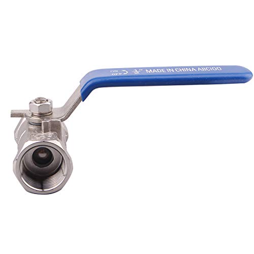 AIICIOO Stainless Steel 1PC Ball Valve with Blue Vinyl Handle Female to Female Standard Port for Water Oil and Gas PTFE Seal 1/2" NPT