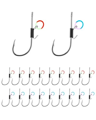UCEC 20PCS Live Shrimp Hooks Fishing Hooks Saltwater Freshwater Shrimp Walker Hook High Carbon Steel Hook Strong Sharp for Catfish & Bass Strong Adapt to Various Fishing Size: 2/0