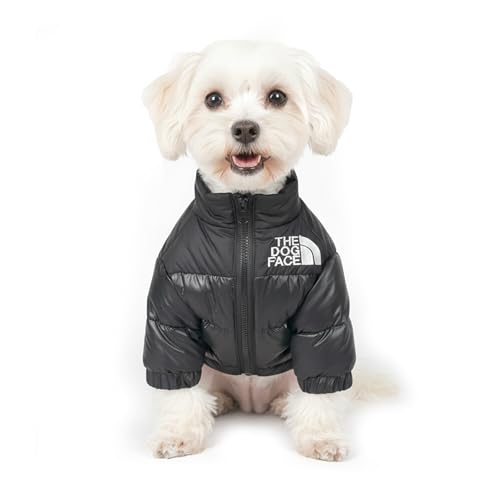 Chaqueta de Invierno para Perros The Dog Face, Abrigo Cortavientos con Cremallera, Chaleco Térmico en Negro, Morado y Naranja, Tallas S-XL para Mascotas Pequeñas y Medianas (Negro, M)