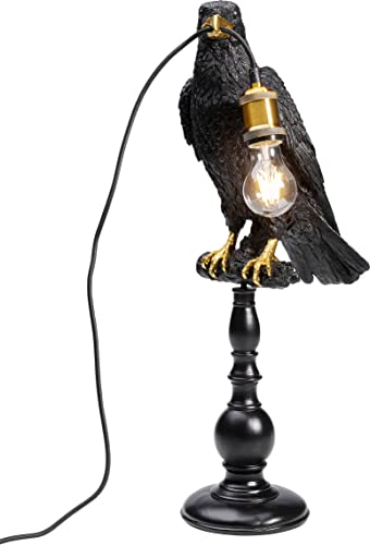 Kare Design Lampe à Poser Animal Sitting Crow, Or/Noir, Animal Corbeau, Lampe de Table, Lampe Salon, Deco Intérieur, Décoration Chambre, Couloir, 61x16x29...