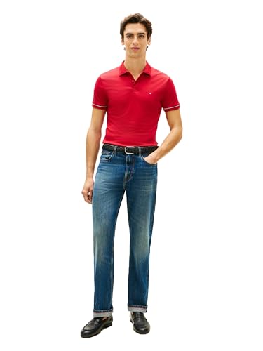 Image of Tommy Hilfiger Men's Short Sleeve Casual Polo Shirts in Slim Fit with Liquid Cotton and Cuff Designs