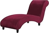 AQIGR Velvet Lounge Chaise Cover Stretch Armless Sofa Slipcover, Luxurious Furniture Cover for Bedroom Chaise Lounge Ultra Soft Machine Washable (Color : L)