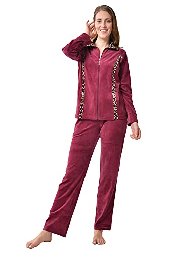 RAIKOU Damen Hausanzug Velours Nicki Trainingsanzug Freizeitanzug mit...