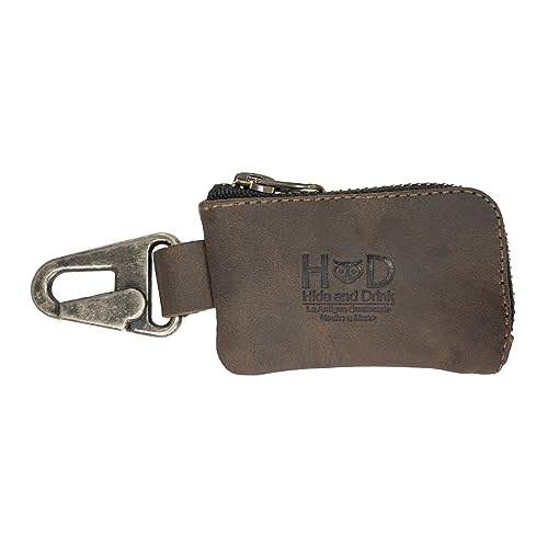 Hide & Drink, Car Key Holder & Coin Purse for Belt Loop Handmade from Full Grain Leather - Bourbon...