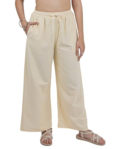 LOFBAZ Women Cotton Linen Wide Leg Palazzo Drawstring Pants Casual High Waist Flowy Trousers Lounge Summer Pant with Pockets