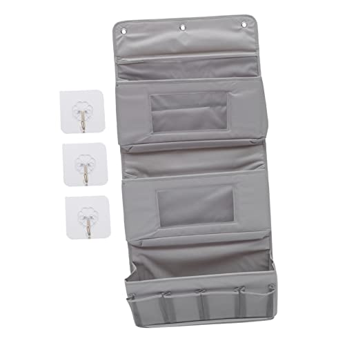 Cabilock 1Set Creative Wall Mounted Hanging Storage Pouch Large Capacity Sundry Bag with Punch Hooks Practical Organizing for Dorm Rooms and Bedrooms Stylish Grey Design