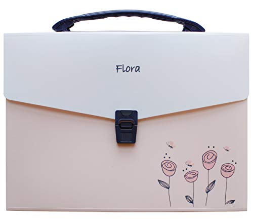 Snail&Hawk Poly Accordion Expanding-File-Folder with Handle and Tabs,A4 Size,13-Pockets,Pink