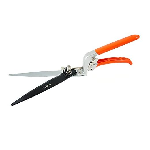 Q-yard QY-741F Flower Bed and Grass Shear - Extra Sharp Garden Hand Pruners, Easier Cutting, Comfortable Ergonomic, Less Effort - Gardening Scissors for Men & Women , Orange