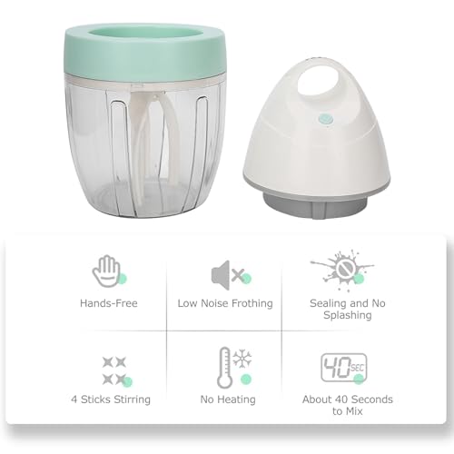 Atyhao Frullino per Uova Automatico Elettrico per Uso Domestico Miscelatore per Crema per montalatte Ricaricabile USB Utensili da Miscelatori manuali per da caffè
