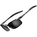 ATTCL Gafas de Sol Deportivas Polarizadas para Hombre, Marco de Metal Al-Mg Súper Ligero 8-177 Black-grey