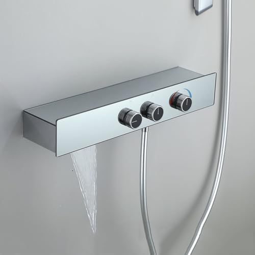 Mitigeur mural pour baignoire cascade avec douchette à main et barre douche