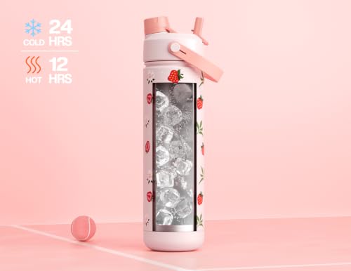 Image of POWCAN 26 oz Insulated Water Bottle: 2-in-1 Straw Spout Lid, UV-Activated