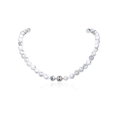 malahill natural stone beaded necklace for women men gemstone knotted necklace birthstone necklace howlite magnetic clasp necklace 8mm Cover