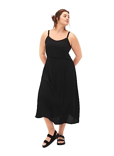 Zizzi Damen Große Größen Midikleid Viskose Einfarbig Gr 50-52 Black