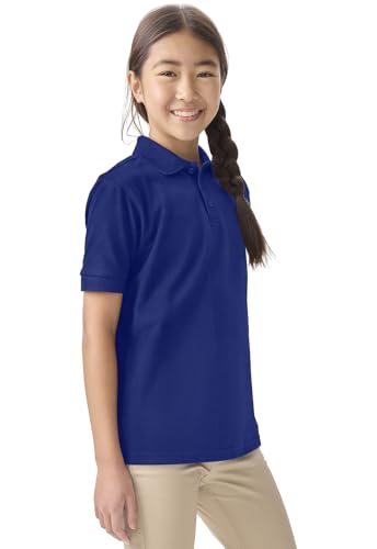 Image of Classroom School Uniforms for Boys and Girls Short Sleeve Pique Polo | Adult Fit, Matching Ribbed Collar, Banded Sleeves, Three-button Placket, Comfortable Fit, School Uniform Essential