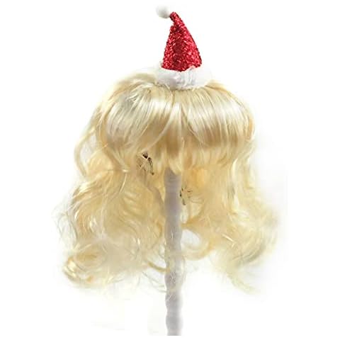 Drasawee Pet Wigs for Dogs Pet Costumes Pet Cat Wig Wave Bleach Blonde with Bangs Pet Wig with Adjustable Elastic Strap for Small Medium Large Pet for Cosplay Christmas Halloween Christmas Hat Cover