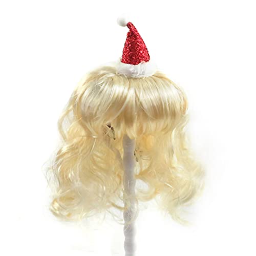 Drasawee Pet Wigs for Dogs Pet Costumes Pet Cat Wig Wave Bleach Blonde with Bangs Pet Wig with Adjustable Elastic Strap for Small Medium Large Pet for Cosplay Christmas Halloween Christmas Hat