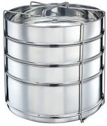 12 Quarts STEAMER INSERT Pan for IP ELECRIC PRESSURE COOKER or REGULAR PRESSURE COOKER ACCESSORIES With 4 insert pans & Vent Holes to Equalize Steam - Cook Vegetables, Meat, Fish, Rice