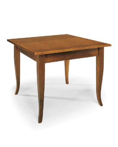 Vicentini arreda TAVOLO IN LEGNO FISSO ARTE POVERA NOCE SCURO CUCINA BAR RISTORANTE (80 x 80)