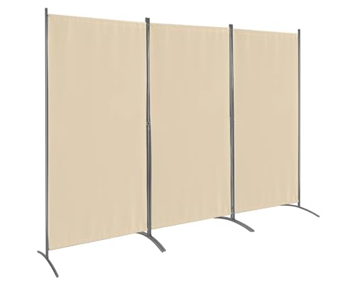 MUHENWE Paravent 3 Teilig Raumteiler Trennwand Balkon Sichtschutz Stellwand Faltbar 260 x 180cm (Beige)