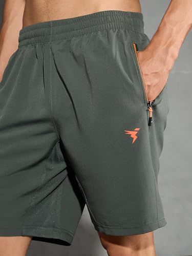 Image of TECHNOSPORT Men Solid Slim Fit Sports Shorts Techno LITE UPF50+ Polyester Mid Rise Drawstring Shorts Pant for Men Gym Workout Running Cricket Casual Quick Dry