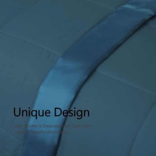 Comflive Down Alternative Blanket, Queen Size Blanket With Satin Trim, Bed Blanket For All Seasons - Winter Summer Comfort Soft - Moisture Absorption And Removal Treatment (Teal, Full/Queen) #TOP2