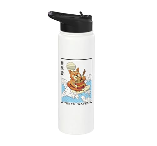 Shiba Inu Ramen Japonés Wave Anime Niños Kawaii Estética Stainless Steel Insulated Water Bottle