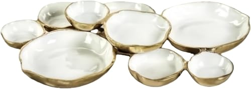 Cluster Serving Tray - 9PCS Cluster Serving Bowls - Cluster Charcuterie Decorative Bowls, Multi-Compartment Centerpiece with Compartments for Party Gathering Table Decor for Appetizer Platter (White)
