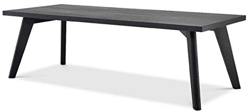 Casa Padrino Mesa de Comedor de Madera Maciza de Lujo Negro 240 x 100 x A. 76 cm – Mesa de Cocina Rectangular de Madera de Roble – Muebles de Comedor de Madera Maciza de Lujo