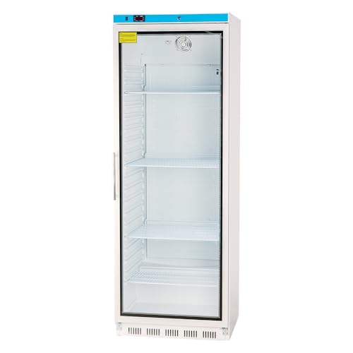 ROMUX® Armario Expositor Refrigerado de 1 Puerta de Cristal de 60 cm Refrigeración Ventilada | Armario Frigorífico Capacidad 258 L- 4 Estantes y 130 W | Nevera Frio Bebidas