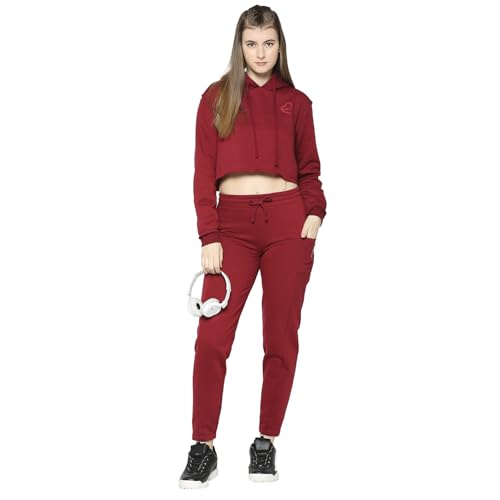 Image of Being Human Maroon Slim Fit Women's Track Pants Clothing