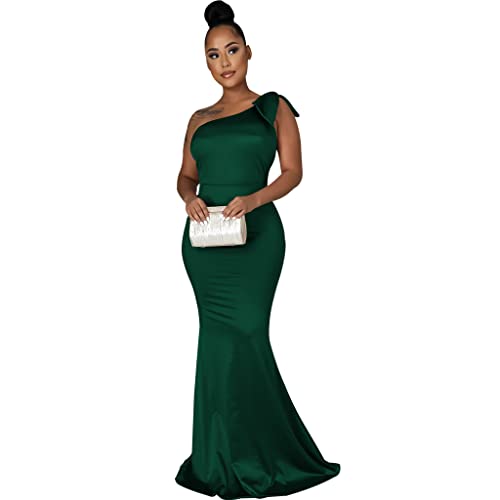 Image of FairyLove Women's One Shoulder Sleeveless Formal Ruched Bodycon Fashion Dress Belted Cocktail Dresses