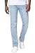 MZNBURAM Men's High-Stretch Regular Fit Straight-Leg Cotton Fashion Comfort Flex Waist Denim Pants Jeans (40, Light Blue)