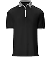 Men's Zipper Polo Shirt Short Sleeve Moisture Wicking Casual Golf Polo Shirt Quarter Zip Tops