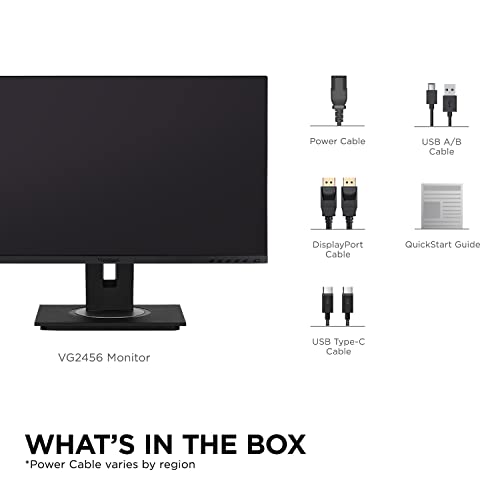 Image of ViewSonic VG2456 24 Inch 1080p Monitor, IPS Display with 60W USB-C for Smooth Home and Office Productivity, Full Ergonomic Adjustability, RJ45, HDMI, and DisplayPort Inputs