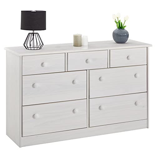 IDIMEX Commode Rondo bahut Buffet Meuble de Rangement avec 3 Petits et 4 Grands tiroirs, en pin Massif lasuré Blanc