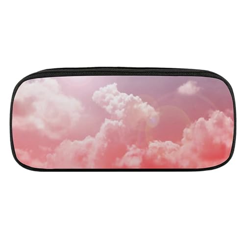 ペンケース 筆箱 大容量 軽量 晴れた空 ハロー かわいい ピンクの雲空 筆入れ ふでばこ ペンポーチ 多機能 コンパクト シンプル おしゃれ 中小学生 高校生 女の子 男の子