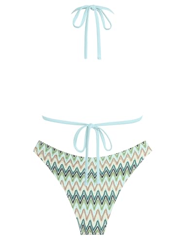 Image of ZAFUL Womens Halter Bikini Sets Triangle Bikinis High Cut Swimsuits 2 Piece Bathing Suits Sexy Swimwear