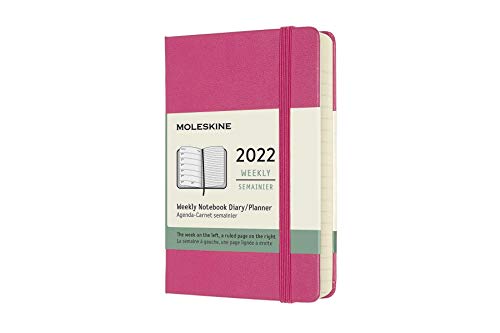 Agenda Semainier Moleskine 2022 Carnet de Notes Hebdomadaire Rose Bougainvillier Format de Poche