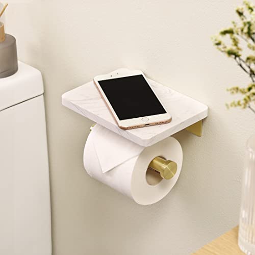 Kes Toilet Paper Holder With Shelf Brushed Gold Toilet Paper Roll Holder For Bathroom Wall Mount Tissue Holder Stainless Steel, Bph223-Bz #TOP1